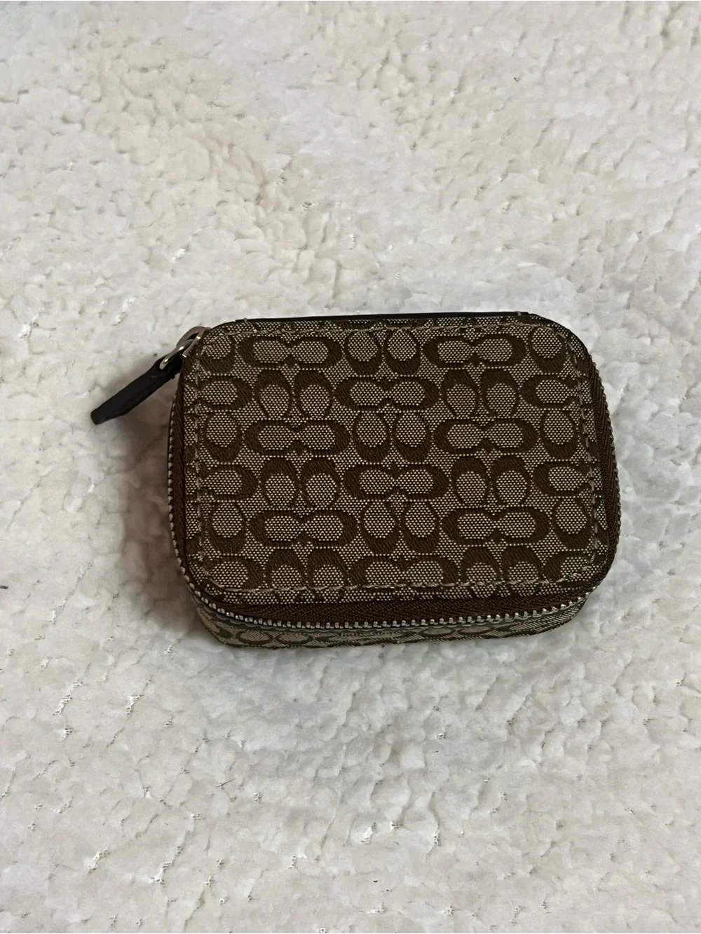 Coach Signature Monogram Pill Case in Brown/Tan